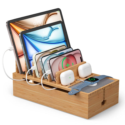Stando Poise Machined Wood Device Stand on a minimalist home office desk