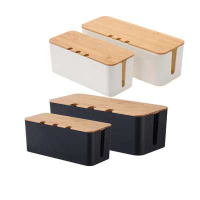 Stando Hush Weighted Cable Management Box on a minimalist home office desk
