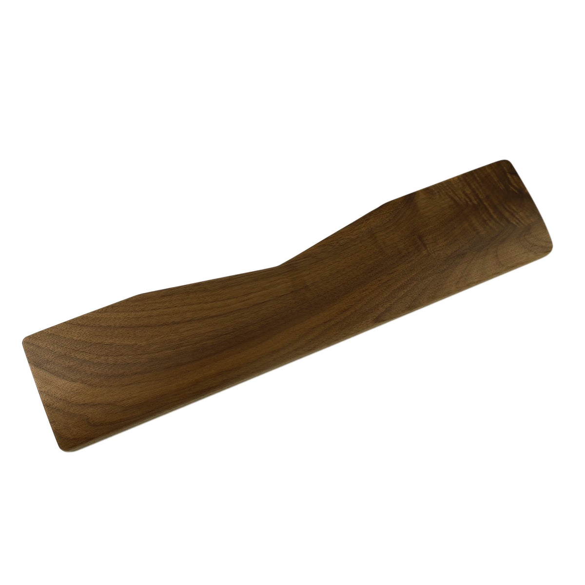Stando Repose Hand-Finished Walnut Wrist Rest on a minimalist home office desk