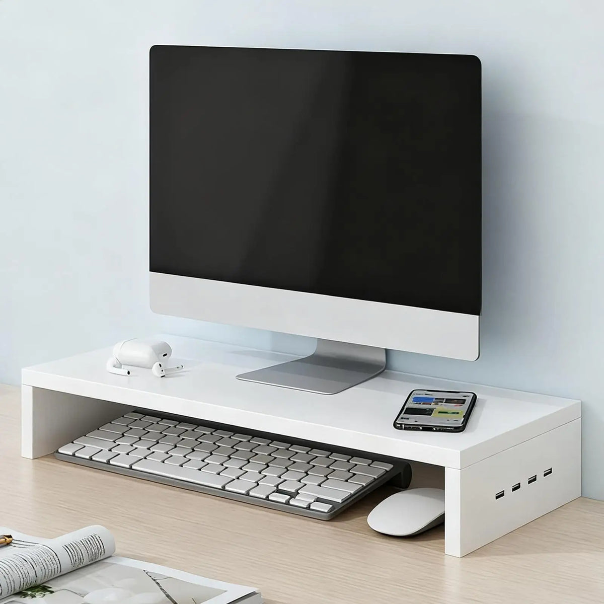 Stando Bracken Recessed Solid Wood Desk Riser detail view 3