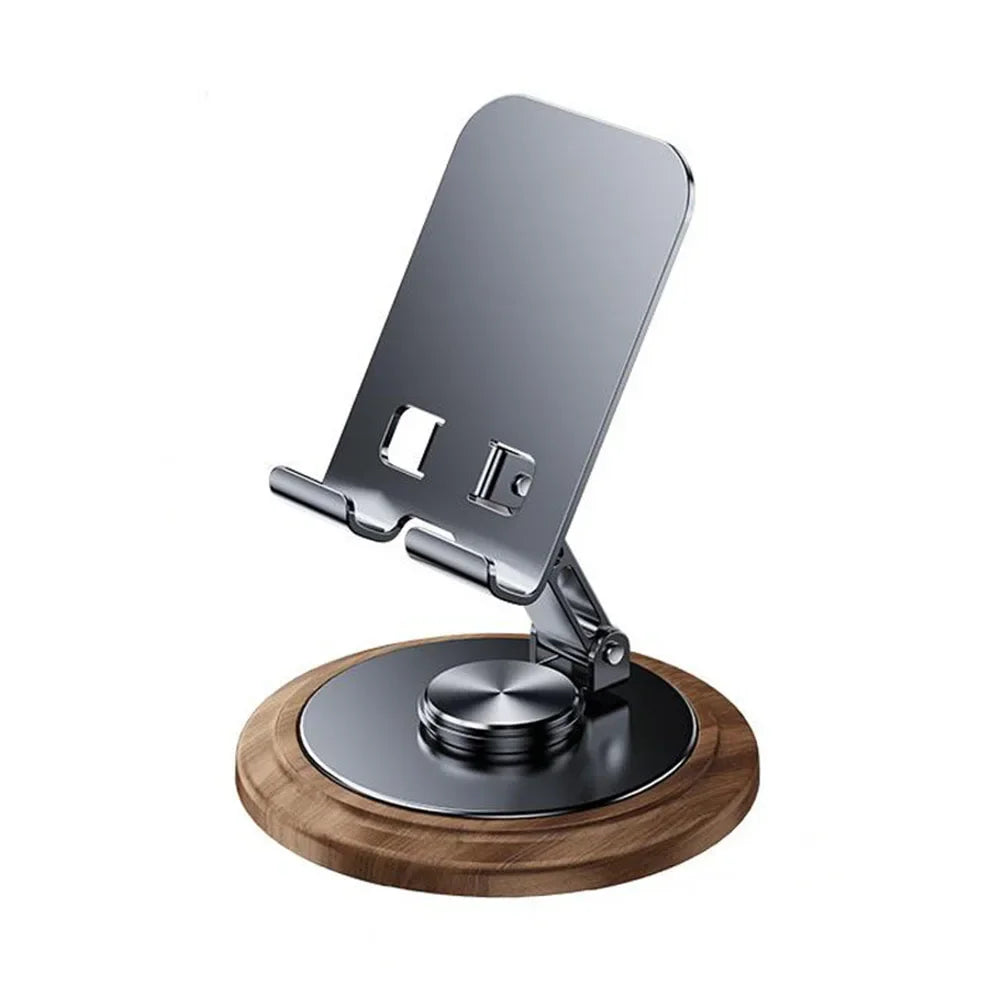 Stando Pedestal Pivot Wood Device Stand on a minimalist home office desk