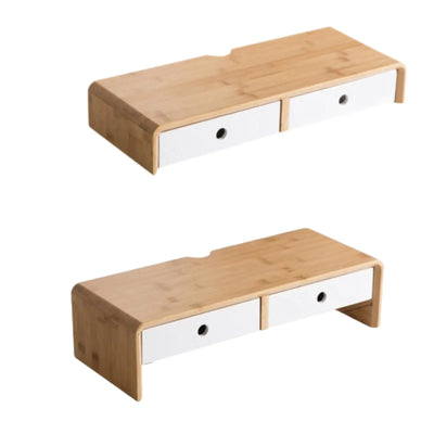 Stando Hollow Precision Bamboo Monitor Riser on a minimalist home office desk