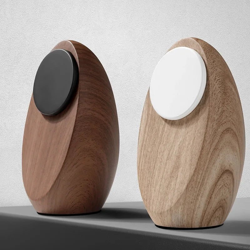 Stando Cradle Low-Profile Wood Wireless Charging Stand on a minimalist home office desk