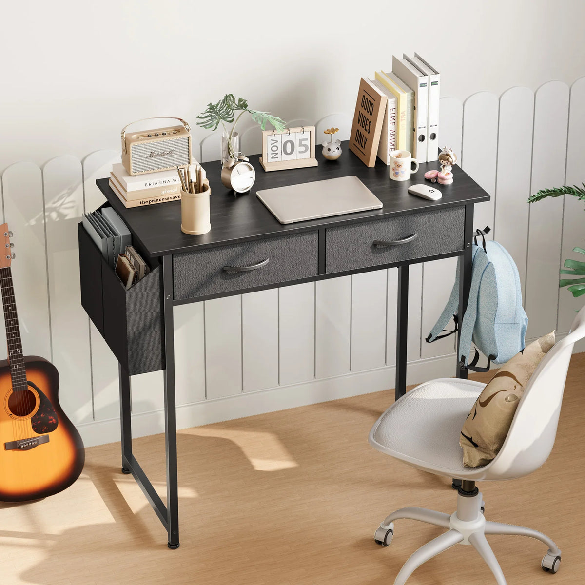 Stando Meridian Precision Workstation Desk on a minimalist home office desk