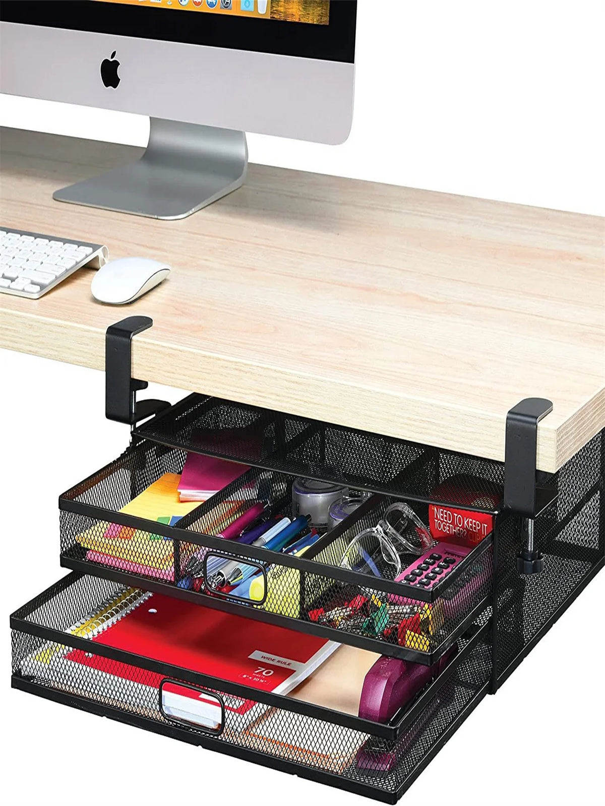 Stando Tuck Chamfered Under-Desk Drawer on a minimalist home office desk