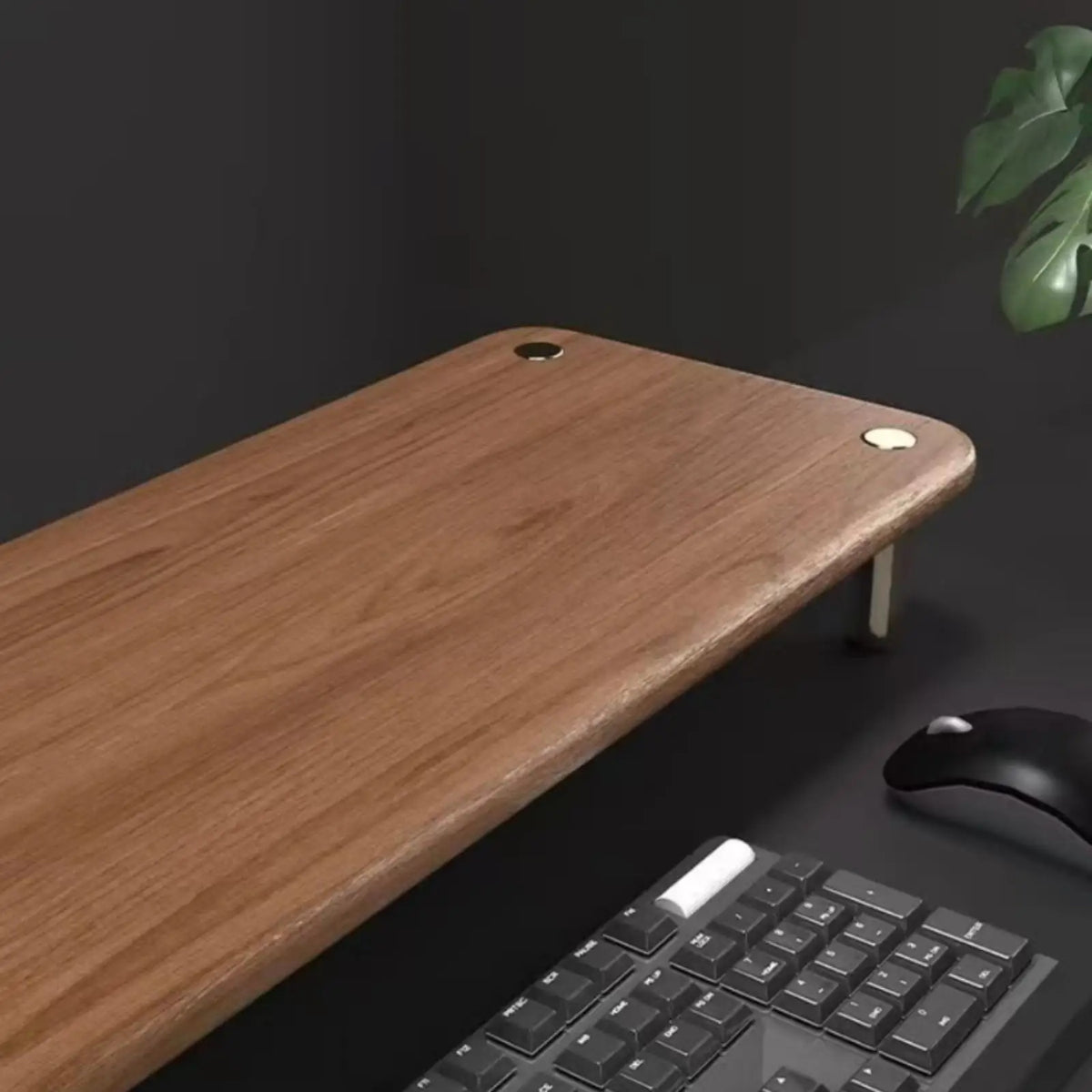 Stando Thatch Chamfered Solid Wood Desk Riser on a minimalist home office desk