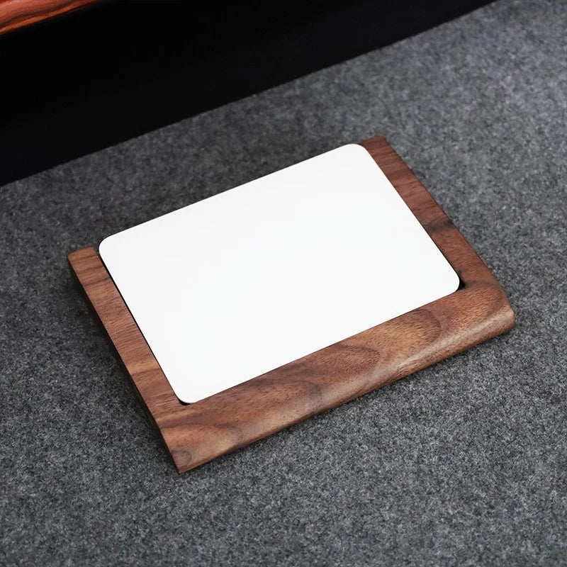 Stando Solace Chamfered Walnut Wrist Rest on a minimalist home office desk