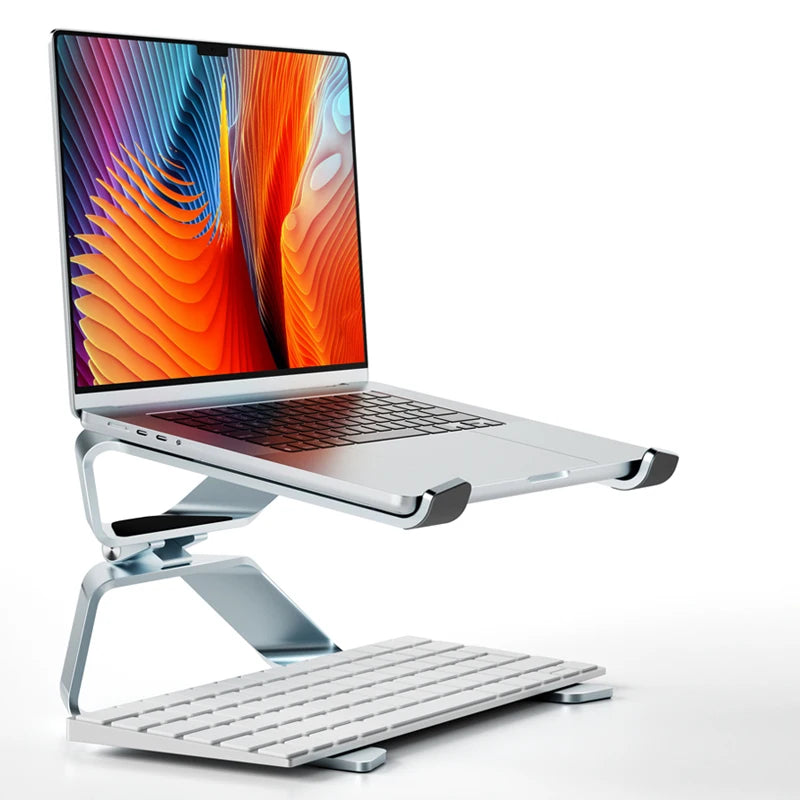 Stando Cantilever Cantilevered Aluminium Laptop Stand on a minimalist home office desk