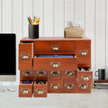 Stando Coffer Monolithic Wood Storage Box on a minimalist home office desk