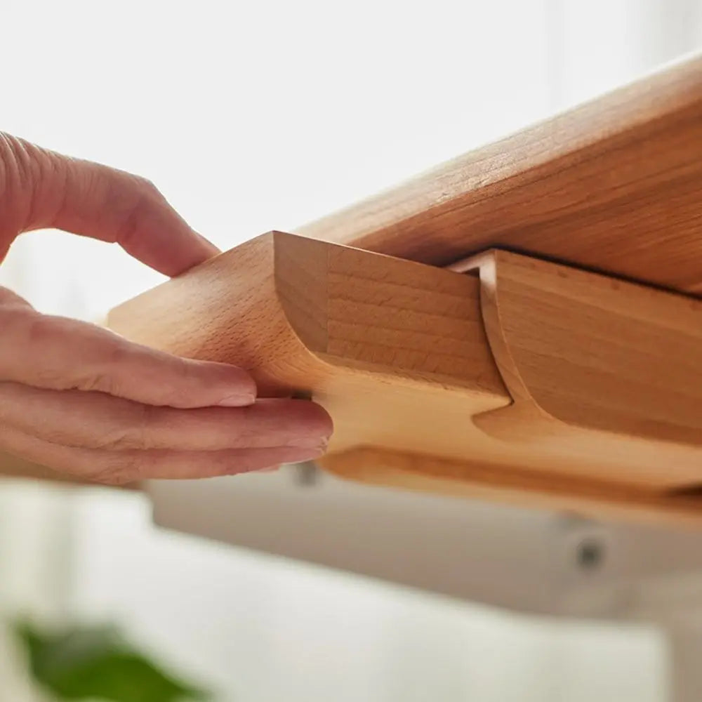 Stando Fold Slimline Walnut Under-Desk Drawer on a minimalist home office desk