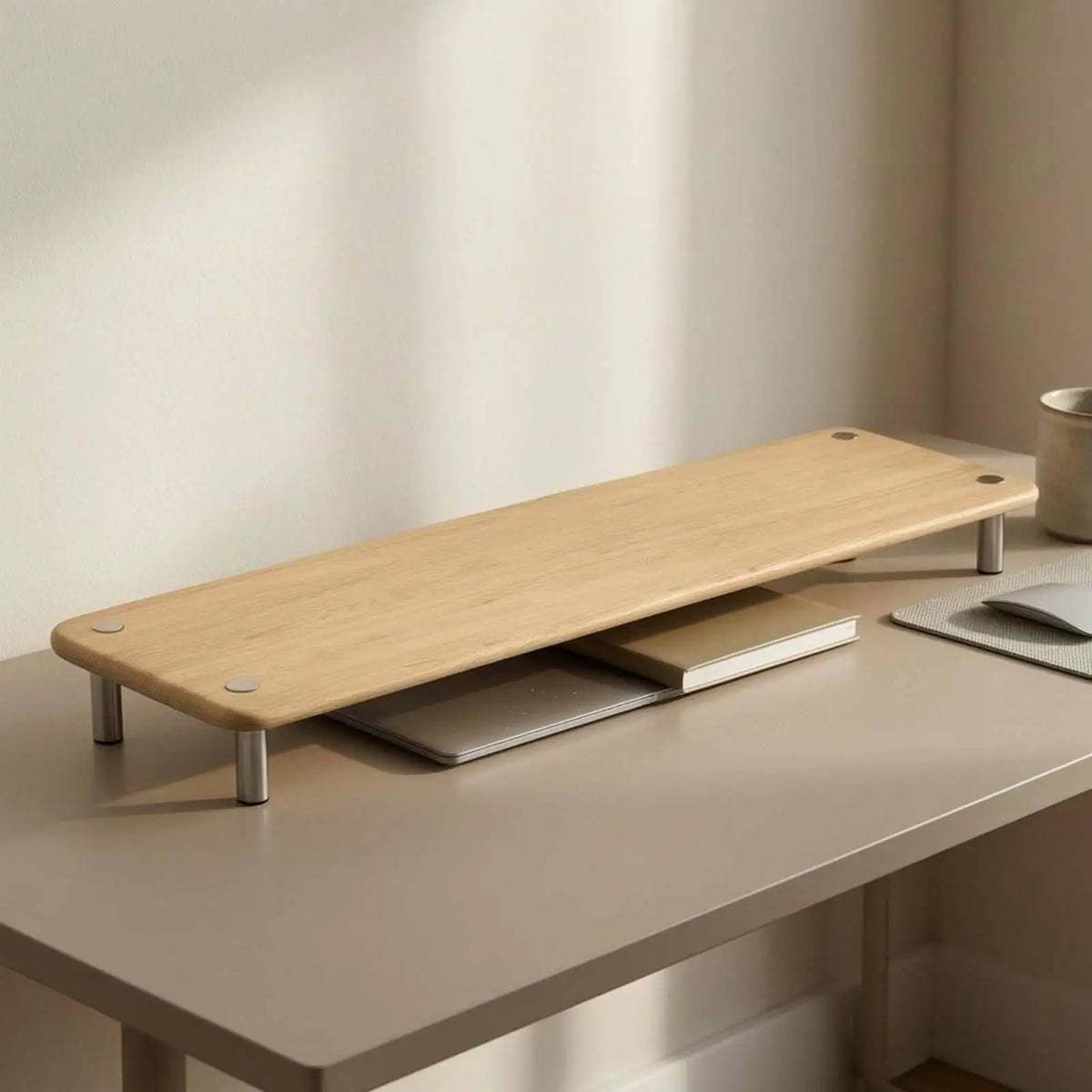 Stando Thatch Chamfered Solid Wood Desk Riser detail view 3